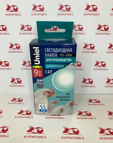 Uniel лампа св/д димм. для птиц (бройлеров) Е27 9W (900lm)60х110 1шт.**