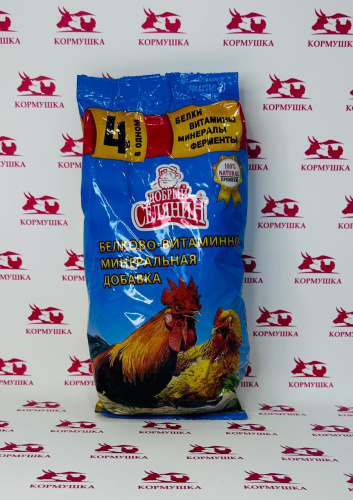 БВМК "ДОБРЫЙ СЕЛЯНИН"  4 в 1 с ферментами для с/х птицы ПРЕМИУМ (0,5 кг/уп) 1шт.