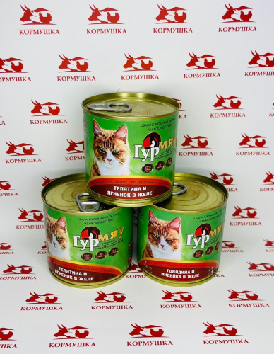ГУРМЯУ Влажный корм д/кошек Телятина и Ягненок в желе, 240гр. 1шт.