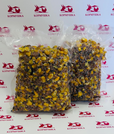 Насадка-прикормка рыболовная, Зерновой микс(кукуруза, пшеница, конопля техн.), в/у 450гр, 1шт