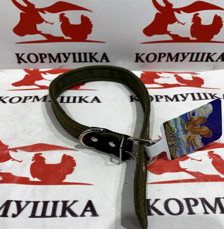 Ошейник брезентовый 20 мм х 480 мм мм двойной, с кольцом, цветные, QX-007. 1 шт.